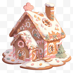卡通圣诞星星图片_可爱的卡通圣诞姜面包屋