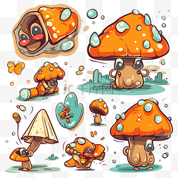 漫画剪贴画可爱的小卡通怪物蘑菇