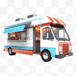食品卡车图片_食品卡车食品 3d 插图