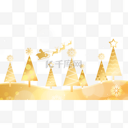 闪耀圣诞树图片_圣诞节麋鹿金色圣诞树边框