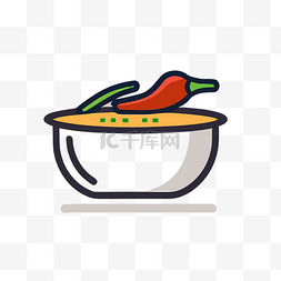 描绘设计图片_白色背景上的小碗，带有辣椒辣椒