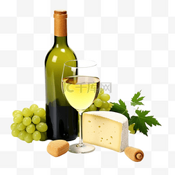 最佳饮料热菜图片_白葡萄酒瓶与奶酪