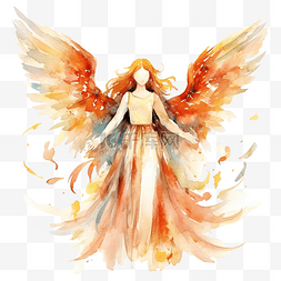 带翅膀的女孩图片_带翅膀的天使水彩插图