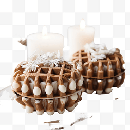 巧克力蛋杯图片_可可棉花糖比利时华夫饼蜡烛圣诞