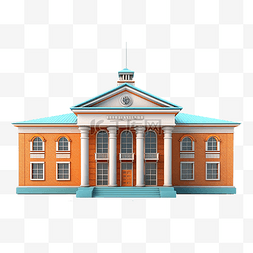 学校建筑 3d 渲染图