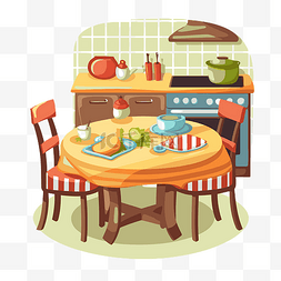 桌子和图片_厨房桌子剪贴画插图厨房桌子和卡