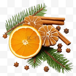 圣诞贺卡姜饼人图片_姜饼肉桂甘蔗橙色五彩纸屑和云杉