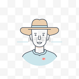 澳洲底图图片_戴着帽子的农民图标 向量