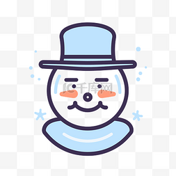 简单雪人图片_带帽子和顶部的雪人图标 向量
