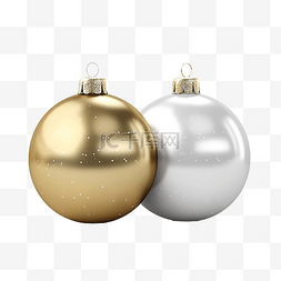 物品金色图片_3d 渲染逼真的金色和银色圣诞球现
