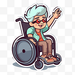 坐轮椅的女孩图片_坐在轮椅上挥手的卡通女孩 向量