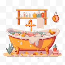 卡通浴巾图片_浴缸剪贴画浴缸和肥皂在平面设计