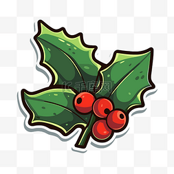 圣诞冬青叶图片_动画圣诞冬青叶与浆果在 stickershop