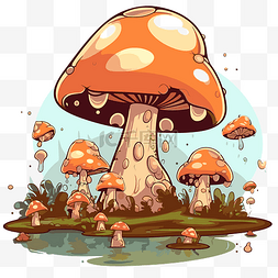 iv 剪贴画蘑菇填充插图以卡通形式
