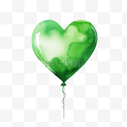 绿色的心形图片_绿色水彩心形气球