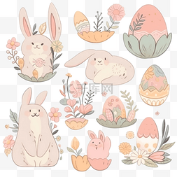復活節兔子图片_可爱的兔子复活节涂鸦