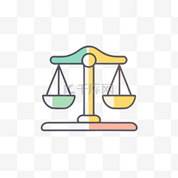 这条正义秤的线条插图有彩色背景