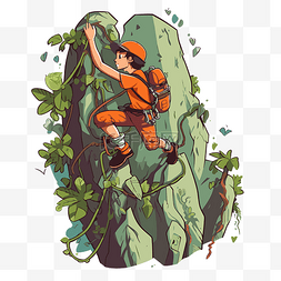 卡通插图画图片_攀登者剪贴画攀登岩石 向量