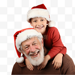 养老金图片图片_可爱的祖父和年幼的儿子在圣诞节