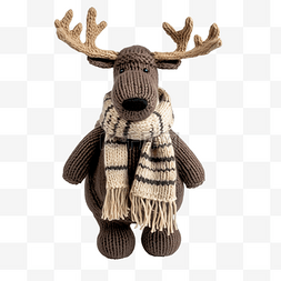 冬天驼鹿戴着针织围巾