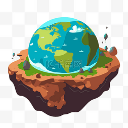 地球剪贴画世界在岛上的平面风格