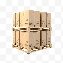 棕色托盘图片_堆叠货物纸板箱，托盘空间隔离概
