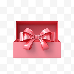 喜庆烟花元素图片_粉红色打开礼品盒空与红色蝴蝶结