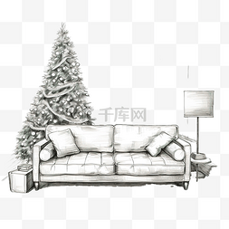 家庭沙发图片_有沙发的圣诞节客厅