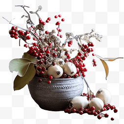雪山莓莓图片_质朴的感恩节中心装饰品与雪莓