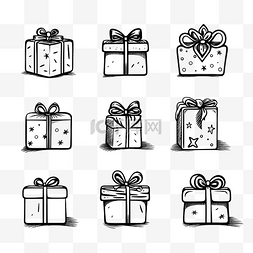 礼物盒圣诞矢量图图片_礼品盒矢量图圣诞元素线画