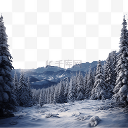 冬天夜晚的树图片_山脊上的森林被雪覆盖