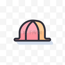 粉色和橙色的帽子图标 向量