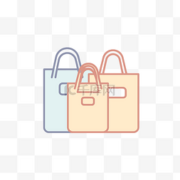 礼品袋icon图片_白色背景上的三个手提袋 向量