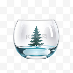 圆形的球图片_圆形玻璃插图中的圣诞树，风格简