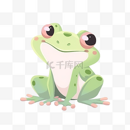 可爱开朗的绿色青蛙卡通人物