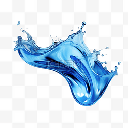 蓝色水溅起图片_3d 渲染水溅元素