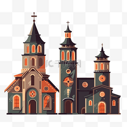教堂剪贴画 平面设计卡通中两个
