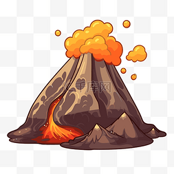 上落图片_火山剪贴画卡通火山，热熔岩落在