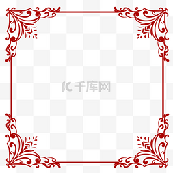传统欧式花纹边框图片_复古简约花纹装饰相框红色古典花