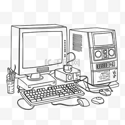 计算机着色页计算机台式计算机 