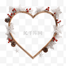 清卡图片_由圣诞树树枝和心形玻璃装饰制成