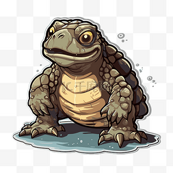 卡通鳄龟图片_传说中的生物响尾龟贴纸剪贴画 