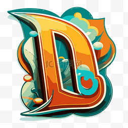 字母 d 周围有两种颜色旋转 向量