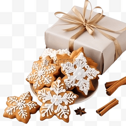 美味糕点饼干图片_美味圣诞饼干和木桌上的自然装饰