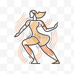 线条画图标风格女人跑步 向量