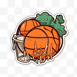 篮球与篮筐图片_篮球球贴纸与蔬菜剪贴画 向量