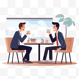 休息插画图片_咖啡休息业务讨论两名员工喝咖啡