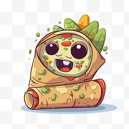 水果蔬菜肉卡通图片_卷饼剪贴画可爱的卡通肉卷饼卷和