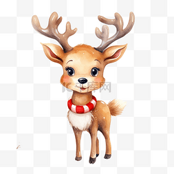 驯鹿圣诞卡通贺卡与圣诞元素装饰
