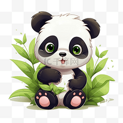 卡通动物动物眼睛图片_可爱的熊猫卡通插图为孩子们
